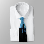 Blauwe namaak glitterslier zwarte monogram das (Gebonden)