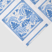 Blauwe namaak porseleinen Chinoiserie Willow-tegel Tissuepapier (Detail)