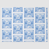 Blauwe namaak porseleinen Chinoiserie Willow-tegel Tissuepapier (Voorkant)