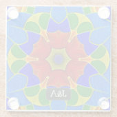 Blauwe namel - Franse Cloisonne - Bloem en initial Glazen Onderzetter (Achterkant)