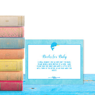 Blauwe Narwalboeken voor Baby Shower Kaart