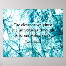 blauwe natuur art poster met Muir wilderness quote
