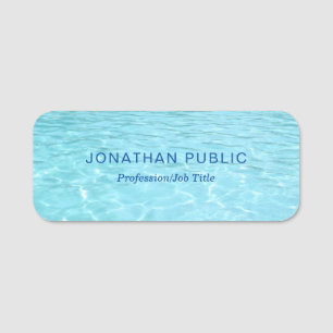 Blauwe Natuur Elegant Sjabloon Modern Aqua Naamplaatje