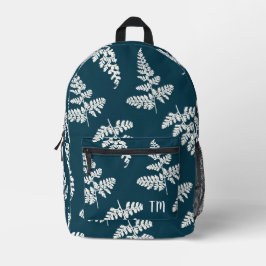  Blauwe Natuur Patroon Monogram Initialen Bedrukte Rugzak