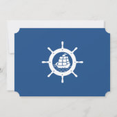 Blauwe Nautical Boat Wheel Birthday Party nodigt u Kaart (Achterkant)