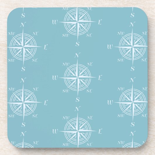 Blauwe Nautical Sailing Compass Bier Onderzetter (Voorkant)