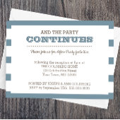 Blauwe Nautical Stripe After Party Kaart