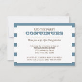 Blauwe Nautical Stripe After Party Kaart (Voorkant)