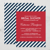 Blauwe Nautical Stripes Bridal Shower Uitnodiging (Voorkant / Achterkant)