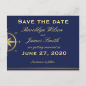 Blauwe Nautical Wedding Save the Date Briefkaarten (Voorkant)