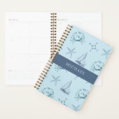 Blauwe Nautilus Krab Zeester Boot Patroon Planner (Display)