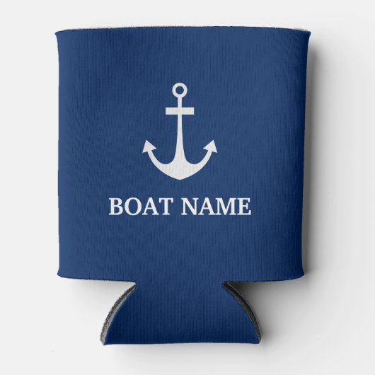 Blauwe Nautische Anker Boot Naam Blikjeskoeler (Voorkant)