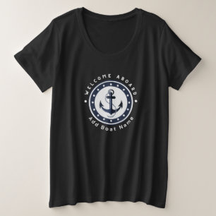 Blauwe Nautische Anker jacht club boot jachthaven  Grote Maat T-shirt
