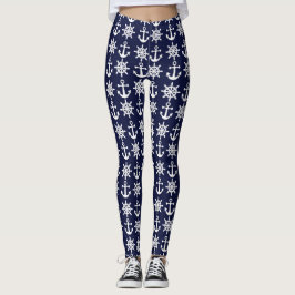 Blauwe Nautische ankerLeggings Leggings