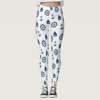 Blauwe Nautische ankerLeggings Leggings