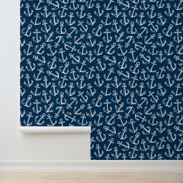 Blauwe Nautische ankers Behang (Applicatie)