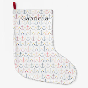 Blauwe Nautische ankers Grote Kerstsok