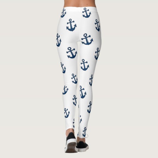 Blauwe Nautische ankers Leggings (Achterkant)
