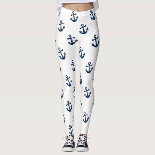 Blauwe Nautische ankers Leggings (Voorkant)