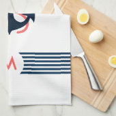 Blauwe nautische boot anker decoratieve blauwe str theedoek (Quarter Fold)