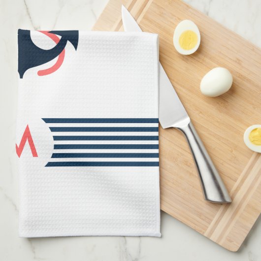 Blauwe nautische boot anker decoratieve blauwe str theedoek (Quarter Fold)