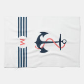 Blauwe nautische boot anker decoratieve blauwe str theedoek (Horizontaal)