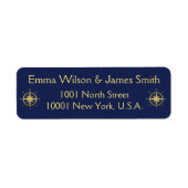 Blauwe Nautische Gepersonaliseerde Retouradreslabe Etiket (Voorkant)