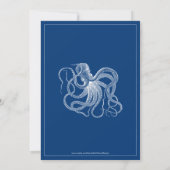 Blauwe nautische octopus Birthday, uitnodiging (Achterkant)