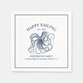 Blauwe nautische octopus illustratie servet (Voorkant)