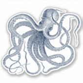 Blauwe nautische octopus  illustratie sticker (Voorkant)