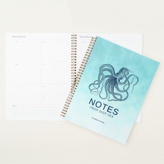 Blauwe nautische octopus planner (Display)