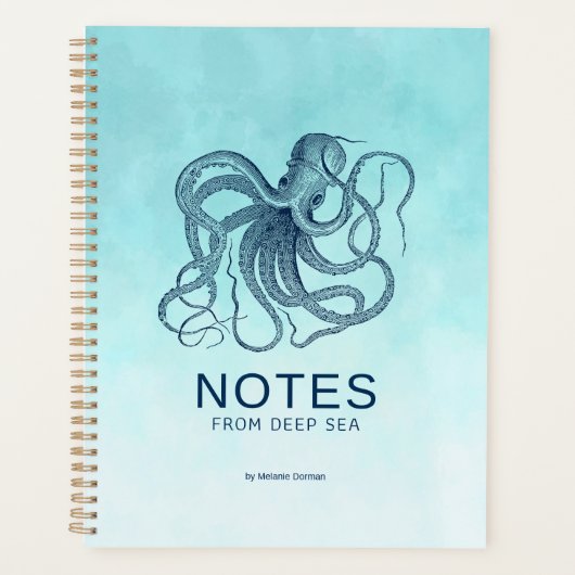 Blauwe nautische octopus planner (Voorkant)