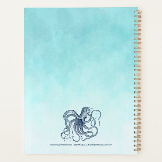 Blauwe nautische octopus planner (Achterkant)