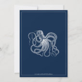Blauwe nautische octopus verjaardag Uitnodiging 2 (Achterkant)