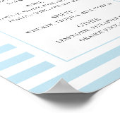 Blauwe nautische strepen. Elegant bruiloft drink b Poster (Hoek)