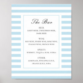 Blauwe nautische strepen. Elegant bruiloft drink b Poster