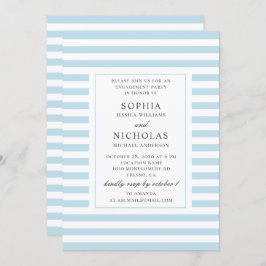 Blauwe nautische strepen. Gestreept verlovingsfees Kaart