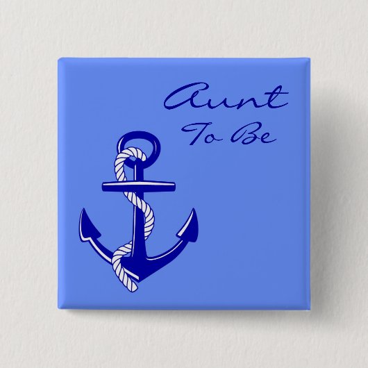 Blauwe Nautische tante om Anchor Pin te zijn Vierkante Button 5,1 Cm (Voorkant)