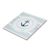 Blauwe nautische touw en anker strepen, keramisch  tegeltje (Zijkant)