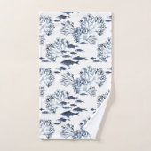 Blauwe nautische vis en koraal patroon bad handdoek (Handdoek)