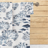 Blauwe nautische vis en koraal patroon bad handdoek