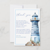 Blauwe Nautische Vuurtoren Douche Foto Bedankkaart (Voorkant)