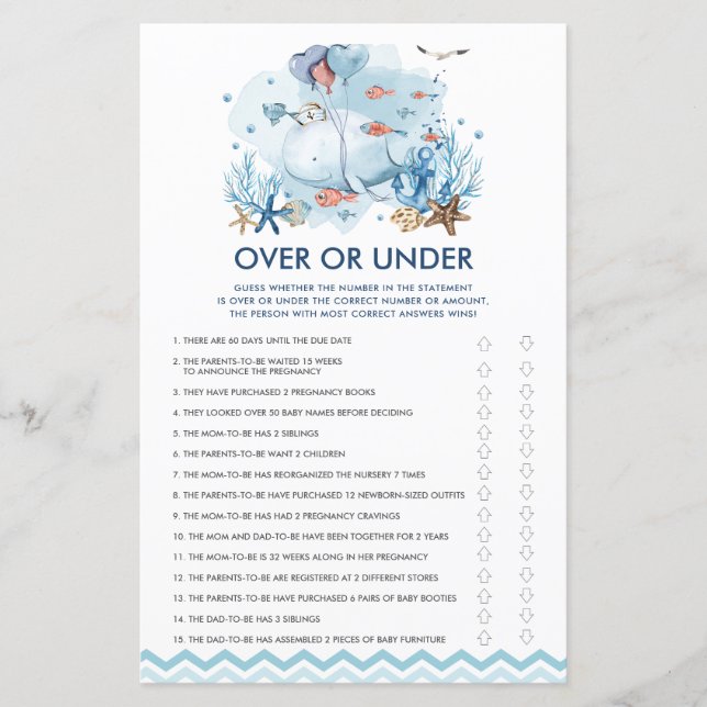 Blauwe nautische walvis boven of onder wild (Voorkant)