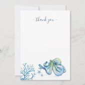 Blauwe nautische Waterverf Bedankkaart (Voorkant)