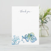 Blauwe nautische Waterverf Bedankkaart (Staand voorkant)