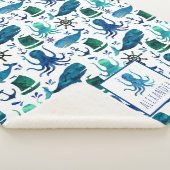 Blauwe nautische Waterverf onder de Zee octopus Sherpa Deken (3/4)