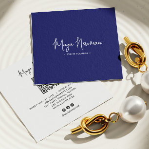 BLAUWE NAVY HANDEKENVING Moderne CHIC Minimaal QR- Vierkante Visitekaartje