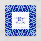 Blauwe Navy Naadloze Mozaïek Tegel Vierkante Visitekaartje (Voorkant)