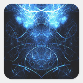 Blauwe Nebula Energie Fractale Kunst Vierkante Sticker