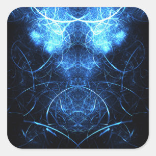 Blauwe Nebula Energie Fractale Kunst Vierkante Sticker